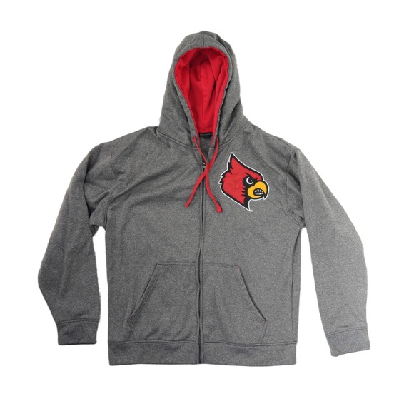 Champion Other - Champion Louisville Cardinals Men's Size Large Gray Full Zip Hoodie ‎ Sweatshirt